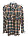 Pilcro Size XS Blue, Orange, Green Viscose Blend Long Sleeve Plaid Pockets Top Blue, Orange, Green / XS