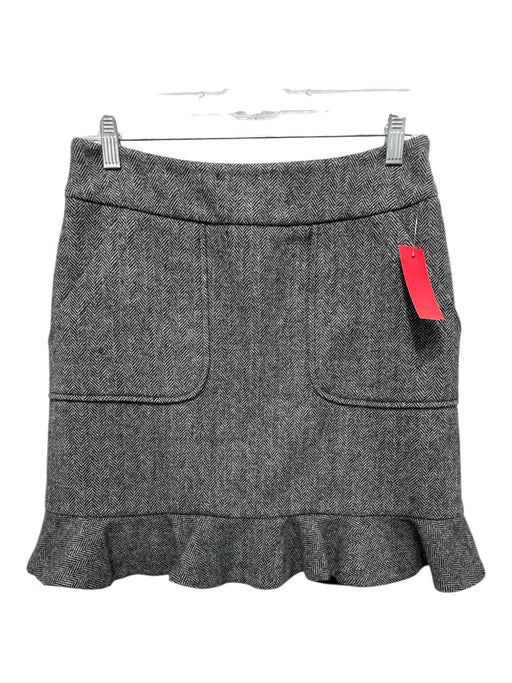 Harvey Faircloth Size 4 Gray & Black Print Wool Blend Herringbone Pockets Skirt Gray & Black Print / 4