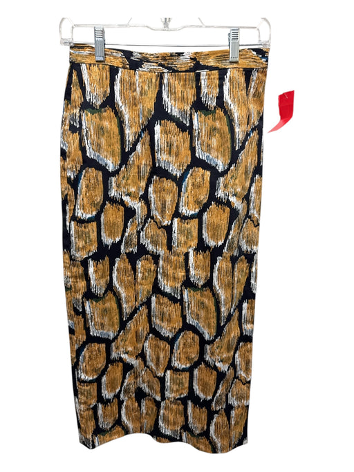 Hunter Bell Size 2 Black & Mustard Cotton Back Zip Aventurine Pencil Skirt Black & Mustard / 2