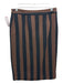 Size 36 Brown & Black Print Acrylic Side Zip Vertical Stripes Shimmer Skirt Brown & Black Print / 36