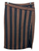 Size 36 Brown & Black Print Acrylic Side Zip Vertical Stripes Shimmer Skirt Brown & Black Print / 36