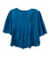 XiRENA Size S Blue Cotton & Silk Long Sleeve Split Neck pleats Top Blue / S