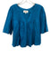 XiRENA Size S Blue Cotton & Silk Long Sleeve Split Neck pleats Top Blue / S
