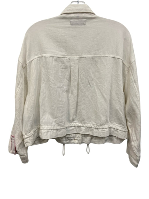Blank NYC Size XS White Cotton & Linen Long Sleeve Buttons Crop Overshirt Top White / XS