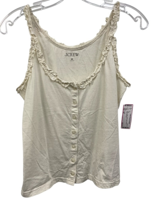 J Crew Size XS White Cotton Ruffle Detail Buttons Tank Top White / XS