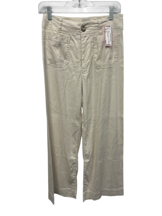Maeve Size 26 White Linen & Viscose Zip Fly Mid Rise Straight Pants White / 26