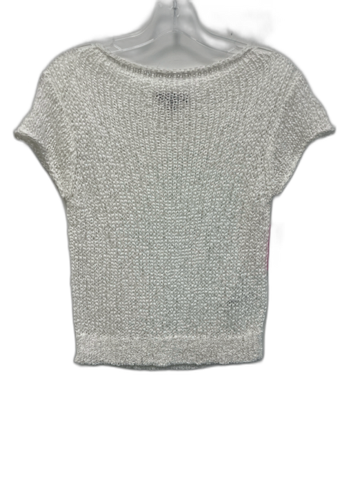 J Crew Size S White Cotton Blend Knit Short Sleeve Rolled Trim See Through Top White / S