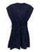 Derek Lam 10 Crosby Size 0 Navy Blue Cotton Cap Sleeve Ruched waist V Neck Dress Navy Blue / 0