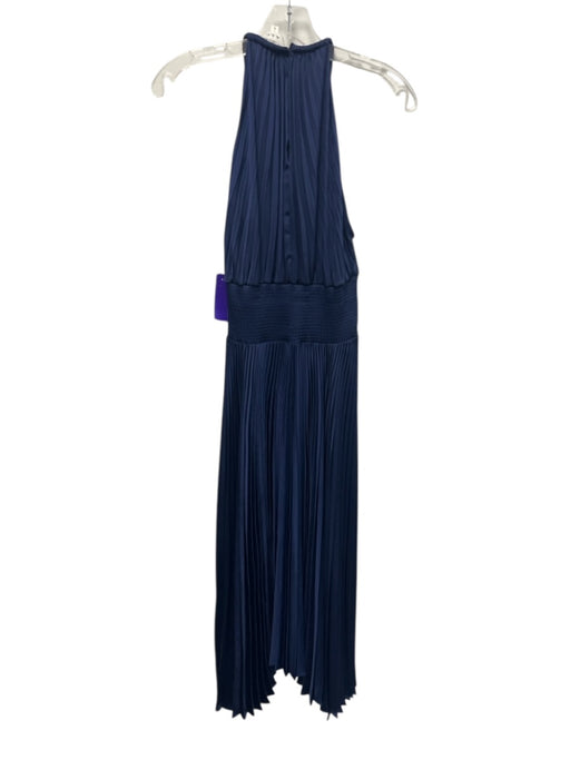A.L.C. Size 4 Navy Blue Polyester Sleeveless Button Back Elastic Waist Dress Navy Blue / 4