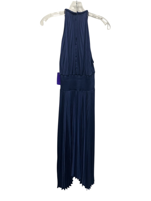 A.L.C. Size 4 Navy Blue Polyester Sleeveless Button Back Elastic Waist Dress Navy Blue / 4