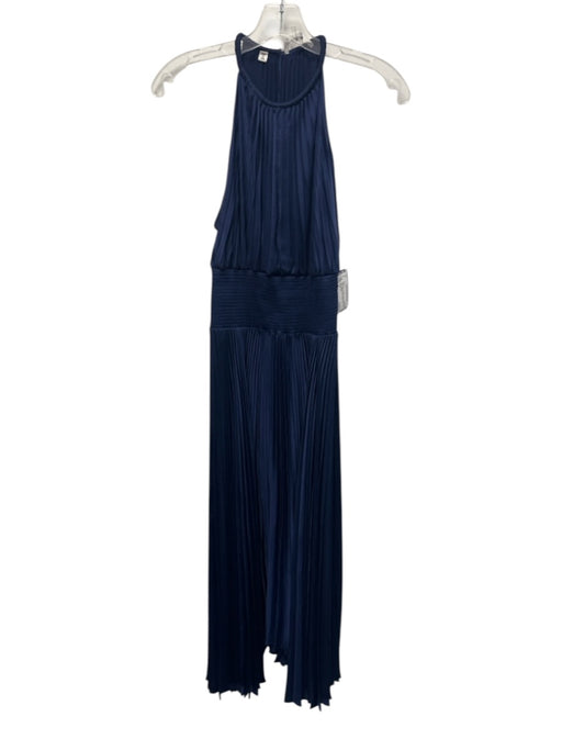 A.L.C. Size 4 Navy Blue Polyester Sleeveless Button Back Elastic Waist Dress Navy Blue / 4