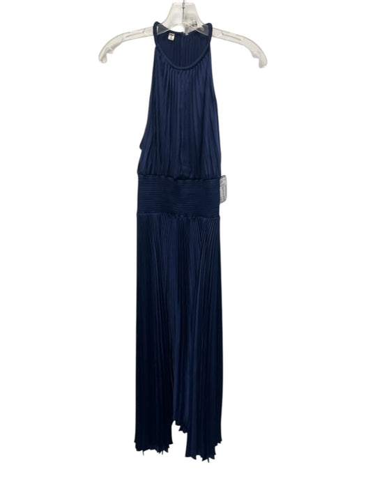 A.L.C. Size 4 Navy Blue Polyester Sleeveless Button Back Elastic Waist Dress Navy Blue / 4