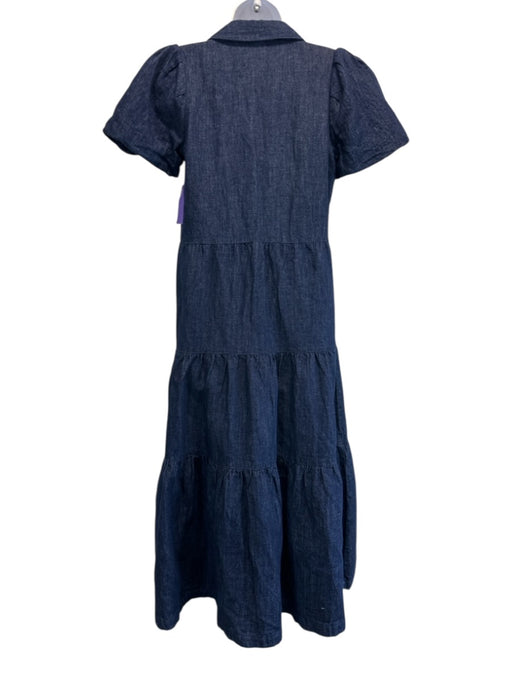 Brochu Walker Size XS Dark Wash Cotton Collar Neck Button Down Tiered Dress Dark Wash / XS