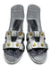 Veronica Beard Shoe Size 8 Silver Leather Metallic Gold studs Mule Sandals Silver / 8