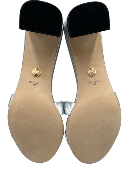 Veronica Beard Shoe Size 8 Silver Leather Metallic Gold studs Mule Sandals Silver / 8