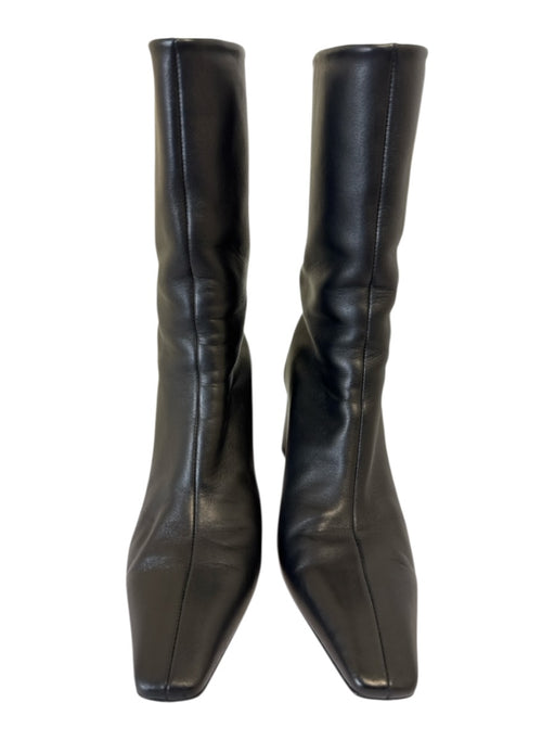 Lafayette 148 Shoe Size 38 Black Leather Gold Zipper Half Calf Boots Black / 38
