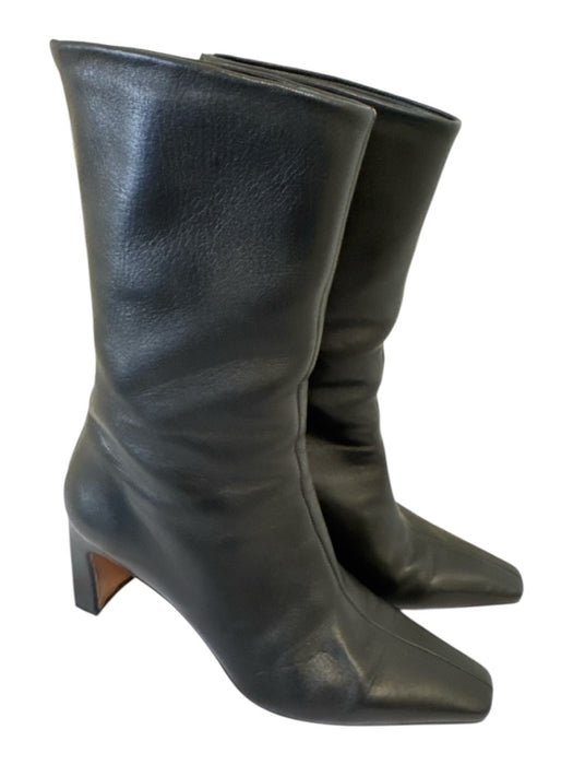 Lafayette 148 Shoe Size 38 Black Leather Gold Zipper Half Calf Boots Black / 38