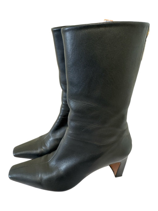 Lafayette 148 Shoe Size 38 Black Leather Gold Zipper Half Calf Boots Black / 38
