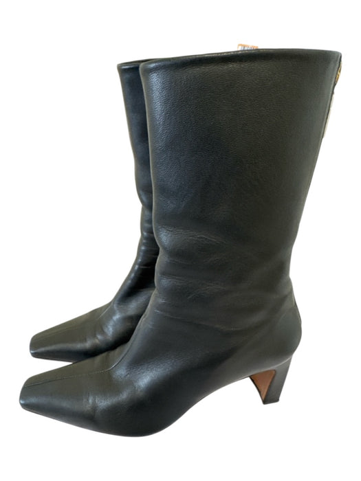 Lafayette 148 Shoe Size 38 Black Leather Gold Zipper Half Calf Boots Black / 38