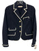 Tory Burch Size 0 Navy Blue & White Polyester Blend Contrast Trim Cropped Jacket Navy Blue & White / 0