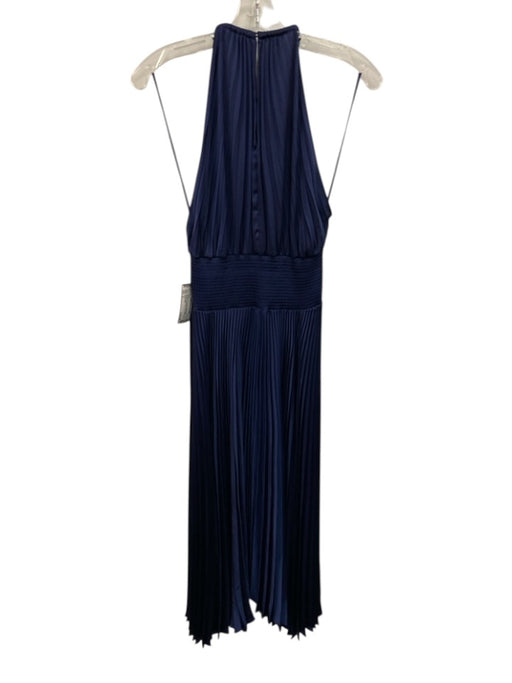 A.L.C. Size 4 Navy Blue Polyester Sleeveless Pleated Button Back Midi Dress Navy Blue / 4
