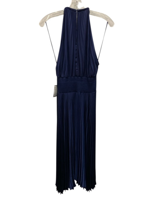 A.L.C. Size 4 Navy Blue Polyester Sleeveless Pleated Button Back Midi Dress Navy Blue / 4