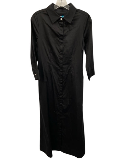 Perlavera Size XS Black 100% Cotton Long Sleeve Button Up Maxi Dress Black / XS