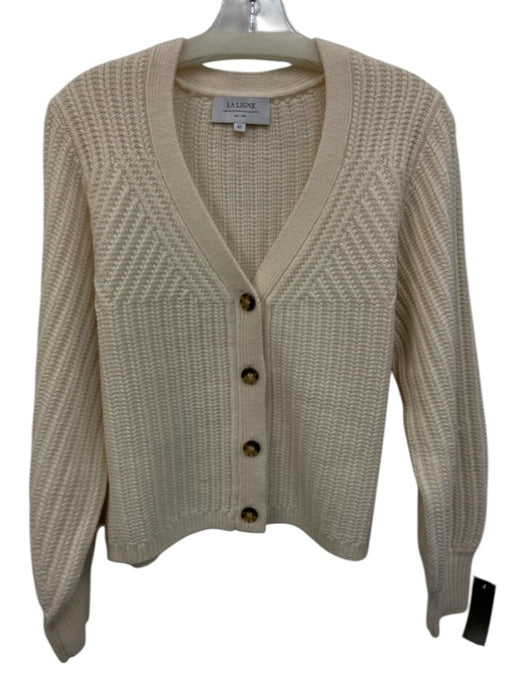 La Ligne Size XS Cream Wool Cardigan Sweater Cream / XS