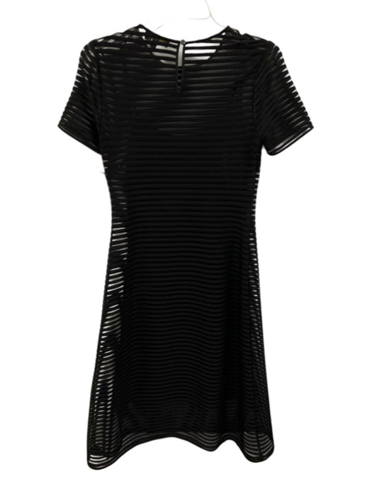 Donna Karan Size XS Black Polyester Blend Overlay Short Sleeve Above Knee Dress Black / XS