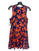 J Crew Size 4 Navy & Orange Polyester Floral Sleeveless Paneled Below knee Dress Navy & Orange / 4