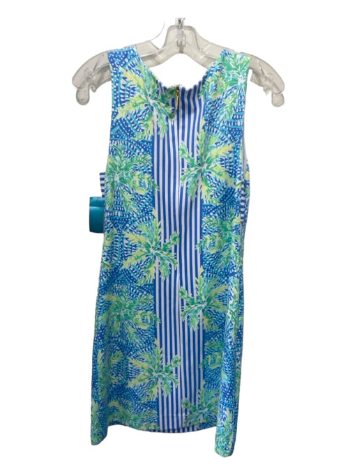 Lilly Pulitzer Size M Blue Green White Cotton Blend Floral & Stripes Shift Dress Blue Green White / M