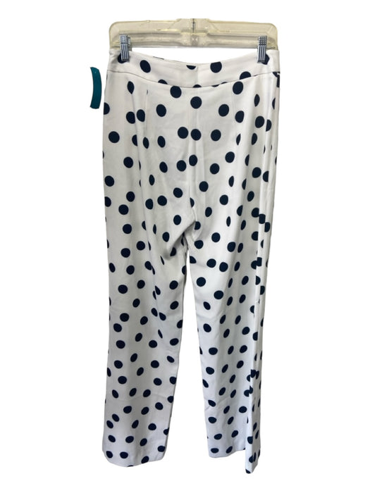 Tuckernuck Size M White & Navy Polyester Polka Dots Side Zip Boot Cut Pants White & Navy / M