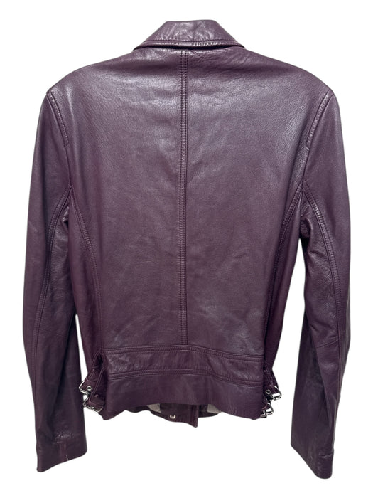 Rebecca Taylor Size 6 Burgundy Lamb leather Zip Up Buckle Detail Jacket Burgundy / 6