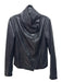 Vince Size M Black Leather Cotton Lining Stitch Detail Wrap Collar Jacket Black / M