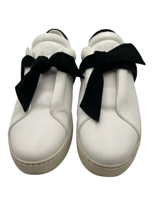 Birman Shoe Size 39 Black & White Leather Felt Bow Tie No Lace Platform Sneakers Black & White / 39