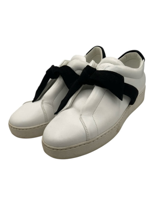 Birman Shoe Size 39 Black & White Leather Felt Bow Tie No Lace Platform Sneakers Black & White / 39
