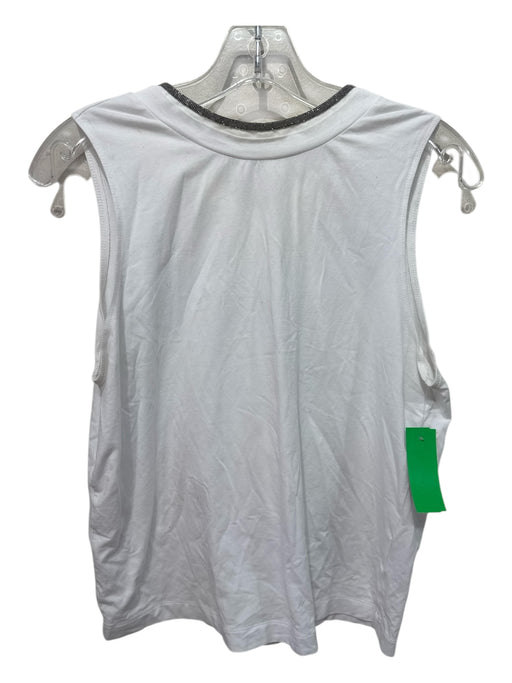 Brunello Cucinelli Size XS White Cotton High Neck Sparkle Detail Sleeveless Top White / XS