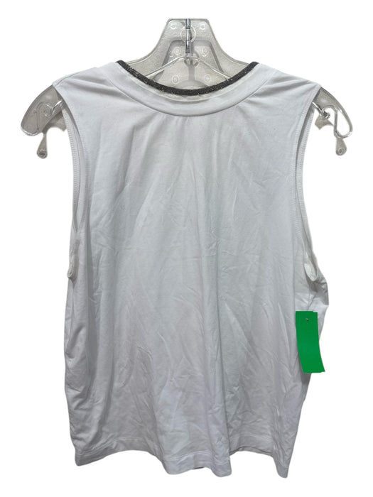 Brunello Cucinelli Size XS White Cotton High Neck Sparkle Detail Sleeveless Top White / XS