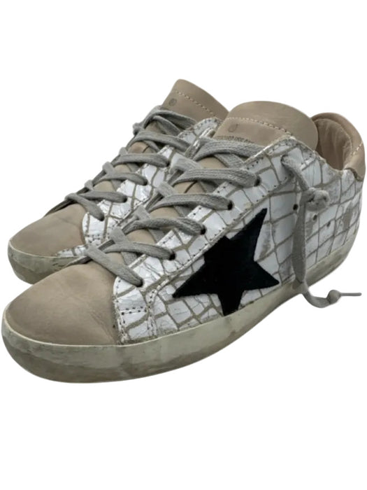 Golden Goose Shoe Size 36 WHite, Black, Gray Leather Low Top lace up Sneakers WHite, Black, Gray / 36