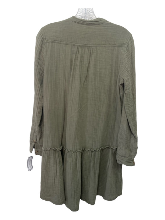 Maeve Size 0 Sage green Cotton Gauze 1/2 Button Long Sleeve Knee length Dress Sage green / 0