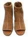 Vince Camuto Shoe Size 5.5 Camel Brown Suede Laser Cut Open Toe Ankle Booties Camel Brown / 5.5