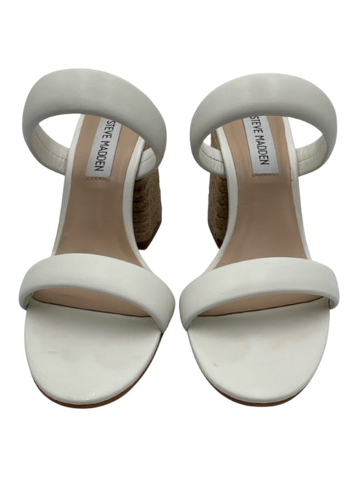 Steve Madden Shoe Size 5.5 White Leather Upper Espadrille Block Heel Sandals White / 5.5