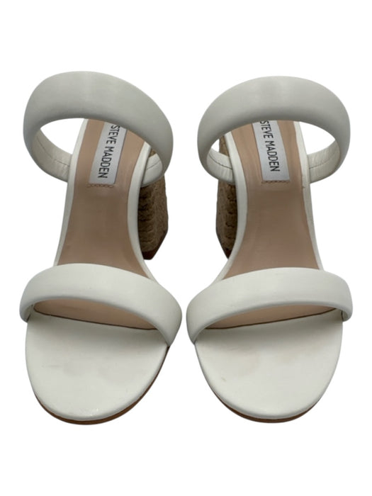 Steve Madden Shoe Size 5.5 White Leather Upper Espadrille Block Heel Sandals White / 5.5