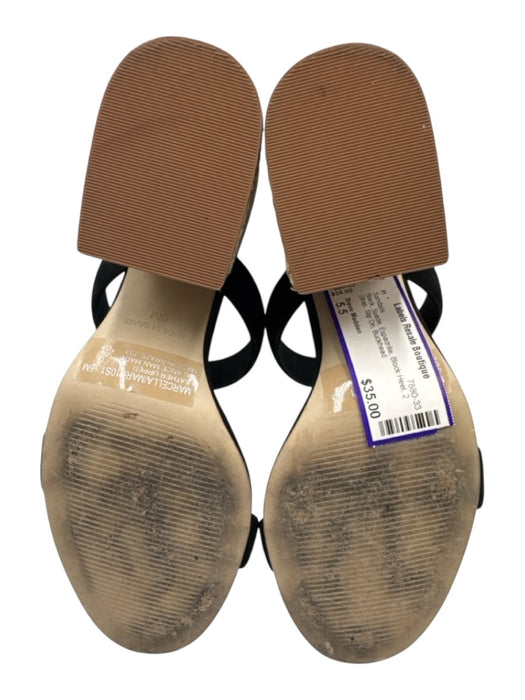 Steve Madden Shoe Size 5.5 Black Suede Espadrille Block Heel 2 Strap Sandals Black / 5.5