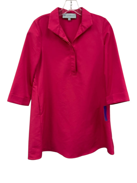 Tuckernuck Size XS Hot pink Polyester 3/4 Sleeve 1/4 Button Collar Mini Dress Hot pink / XS