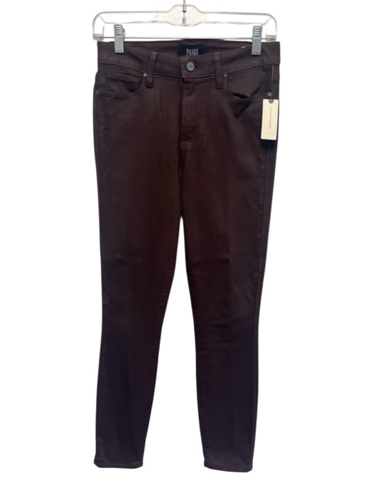 Paige Size 26 Brown Rayon & Cotton Coated Skinny High Rise Pants Brown / 26
