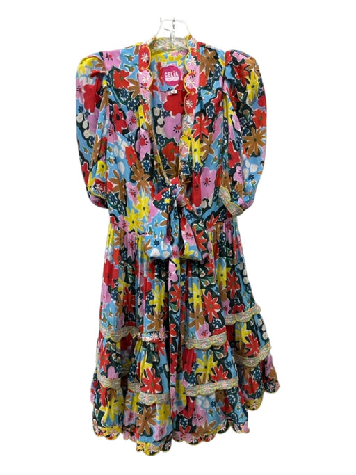 Celia B Size Small Baby Blue, Red & Multi No Fabric Tag Floral Above Knee Dress Baby Blue, Red & Multi / Small