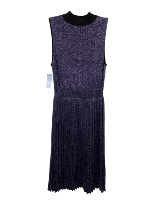 Kate Spade Size S Purple & Black Wool Blend Glitter High Neck Pleats Dress Purple & Black / S