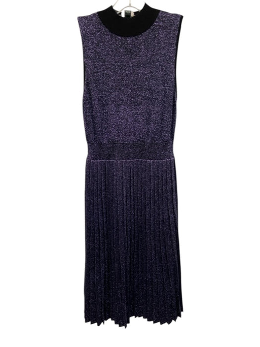 Kate Spade Size S Purple & Black Wool Blend Glitter High Neck Pleats Dress Purple & Black / S