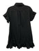 J Crew Size XS Black Cotton Short Sleeve Button Up Ruffles Knee length Dress Black / XS
